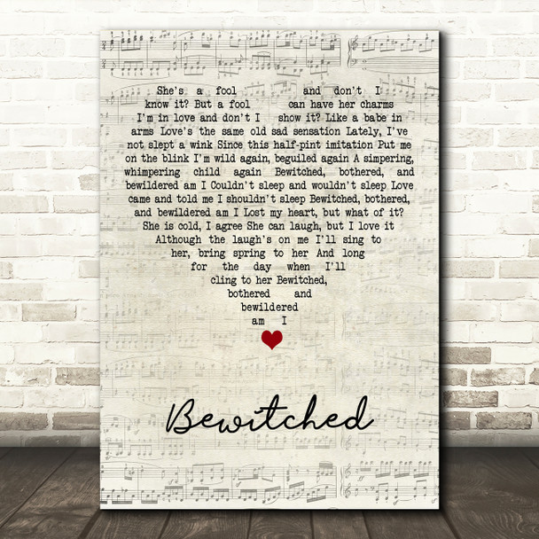 Frank Sinatra Bewitched Script Heart Song Lyric Art Print