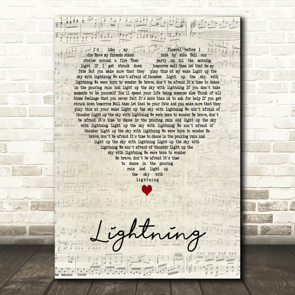 Lucy Spraggan Lightning Script Heart Song Lyric Art Print