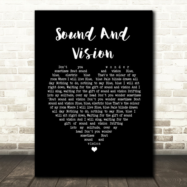 David Bowie Sound And Vision Black Heart Song Lyric Wall Art Print