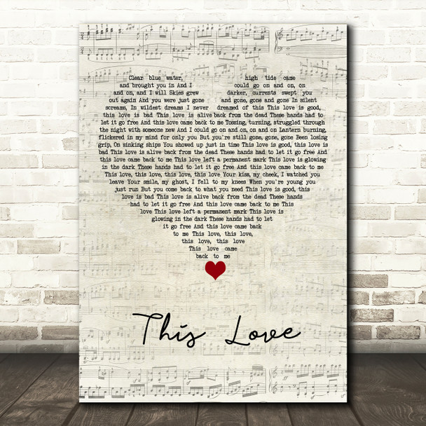 Taylor Swift This Love Script Heart Song Lyric Art Print