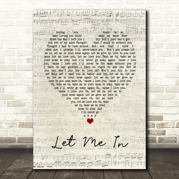 The Osmonds Let Me In Script Heart Song Lyric Art Print