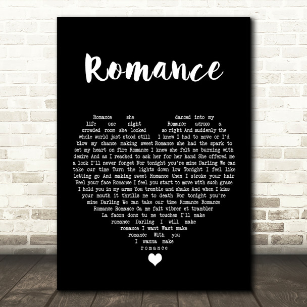 David Cassidy Romance Black Heart Song Lyric Wall Art Print