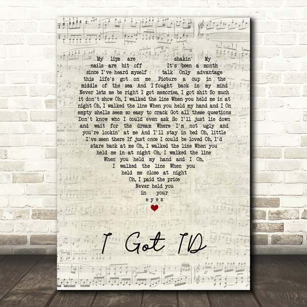 I Got Pearl Jam I Got ID Script Heart Song Lyric Art Print