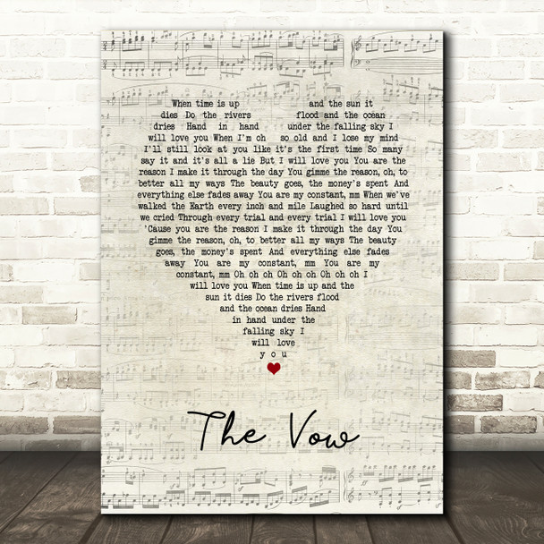 Ruth-Anne Cunningham The Vow Script Heart Song Lyric Art Print