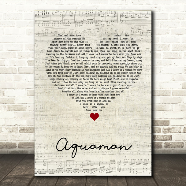WALK THE MOON Aquaman Script Heart Song Lyric Art Print