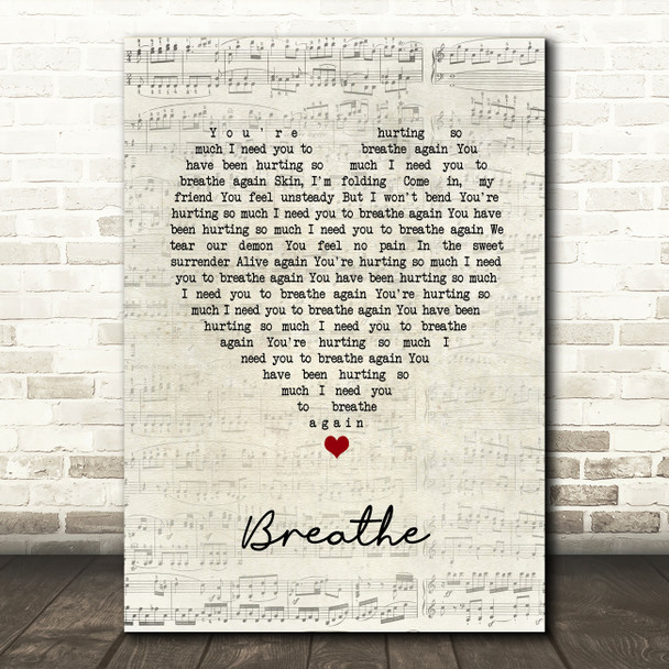 CamelPhat, Breathe Script Heart Song Lyric Art Print