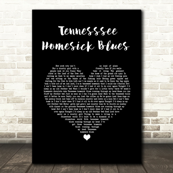 Dolly Parton Tennesssee Homesick Blues Black Heart Song Lyric Wall Art Print