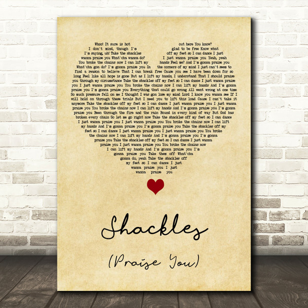 Mary Mary Shackles (Praise You) Vintage Heart Song Lyric Art Print