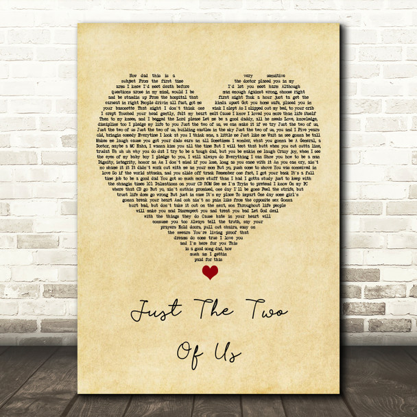 Will Smith Just The Two Of Us Vintage Heart Song Lyric Art Print