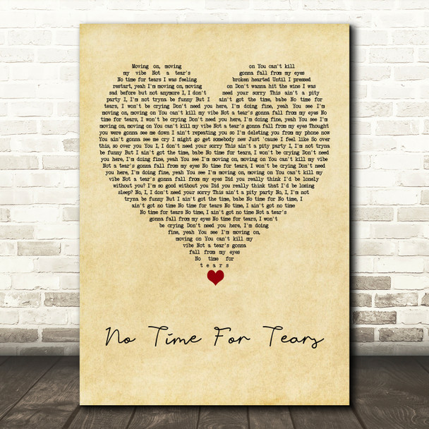 Nathan Dawe & Little Mix No Time For Tears Vintage Heart Song Lyric Art Print