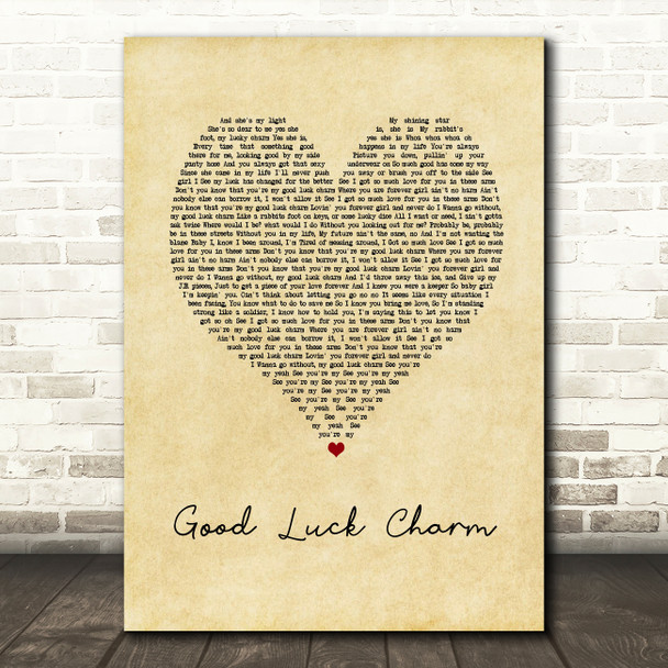 Jagged Edge Good Luck Charm Vintage Heart Song Lyric Art Print