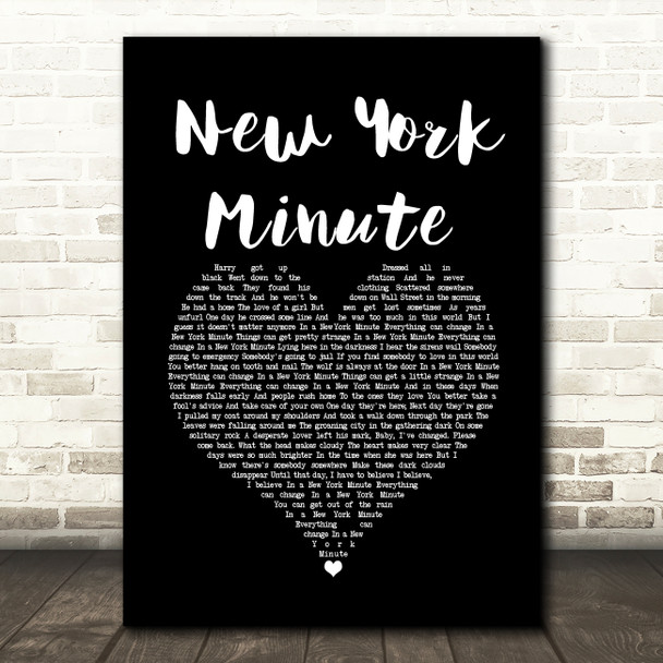 Eagles New York Minute Black Heart Song Lyric Wall Art Print