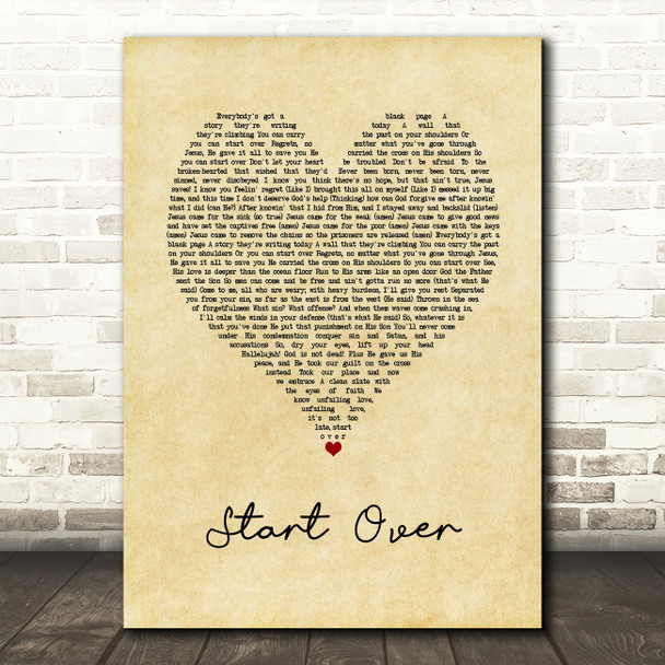 NF Start Over Vintage Heart Song Lyric Art Print