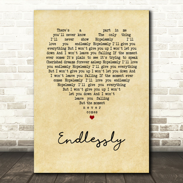 muse Endlessly Vintage Heart Song Lyric Art Print