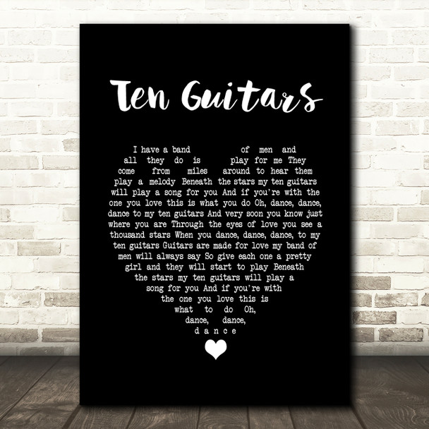 Engelbert Humperdinck Ten Guitars Black Heart Song Lyric Wall Art Print