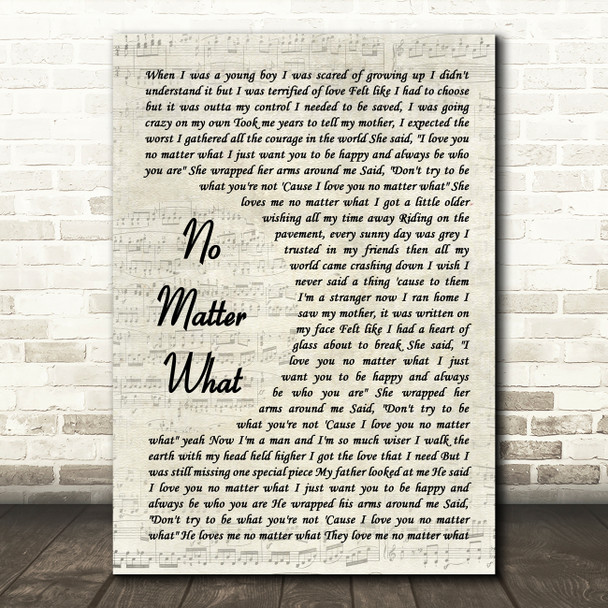Calum Scott No Matter What Vintage Script Song Lyric Art Print