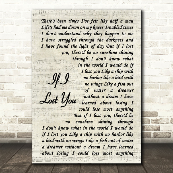 Travis Tritt If I Lost You Vintage Script Song Lyric Art Print