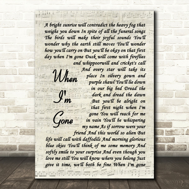 Joey + Rory When I'm Gone Vintage Script Song Lyric Art Print