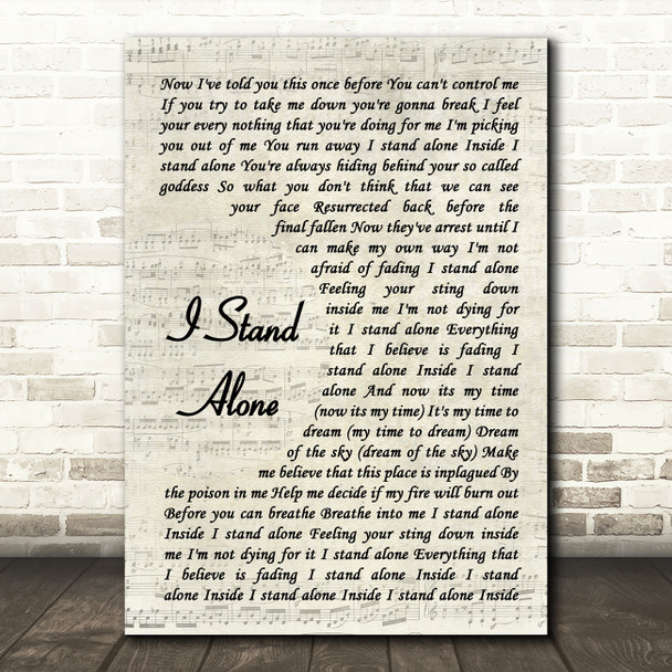 Godsmack I Stand Alone Vintage Script Song Lyric Art Print