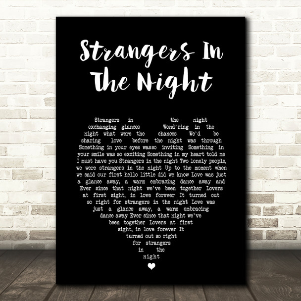 Frank Sinatra Strangers In The Night Black Heart Song Lyric Wall Art Print