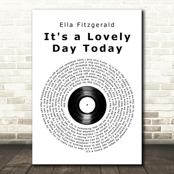 Ella Fitzgerald It's a Lovely Day Today Vinyl Record Song Lyric Art Print