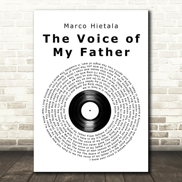 Marco Hietala The Voice of My Father Vinyl Record Song Lyric Art Print