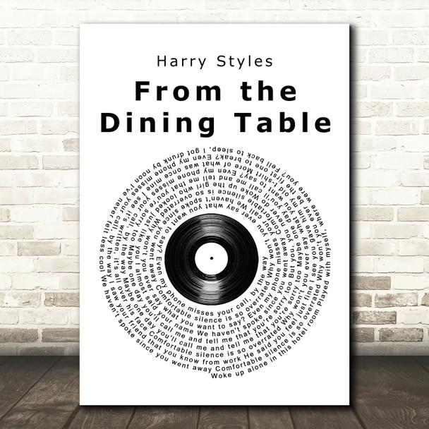 Harry Styles From the Dining Table Vinyl Record Song Lyric Art Print