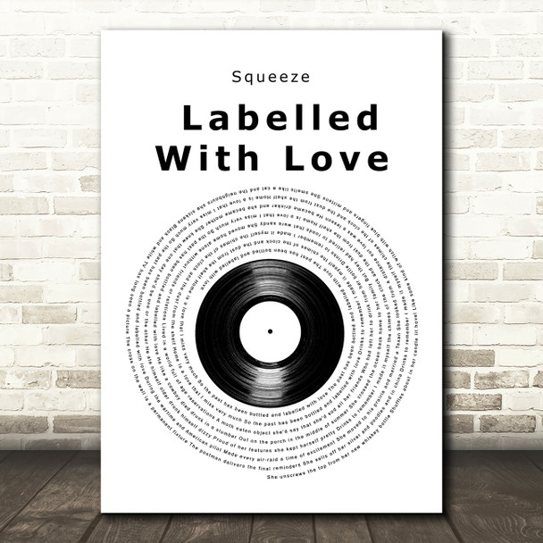Squeeze Labelled With Love Vinyl Record Song Lyric Art Print