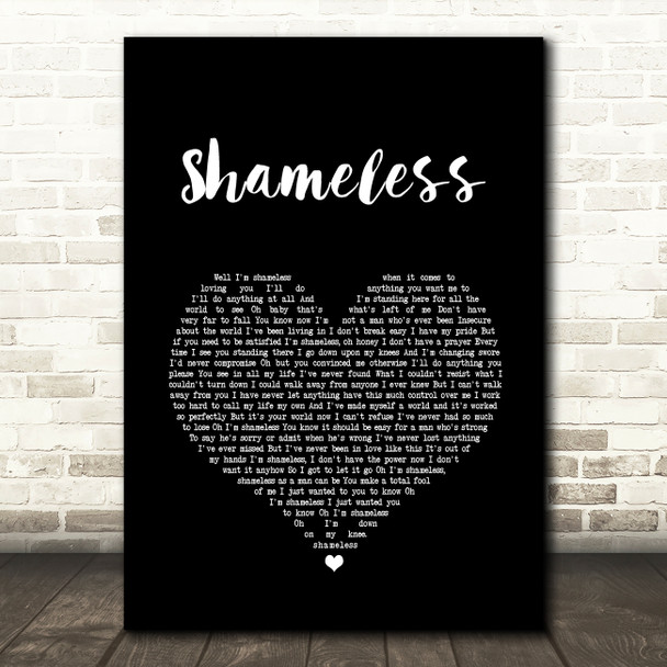 Garth Brooks Shameless Black Heart Song Lyric Wall Art Print