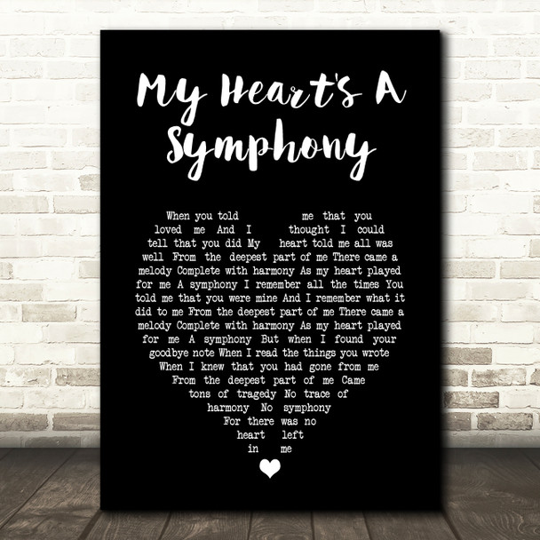 Gary Lewis & The Playboys My Heart's A Symphony Black Heart Song Lyric Wall Art Print