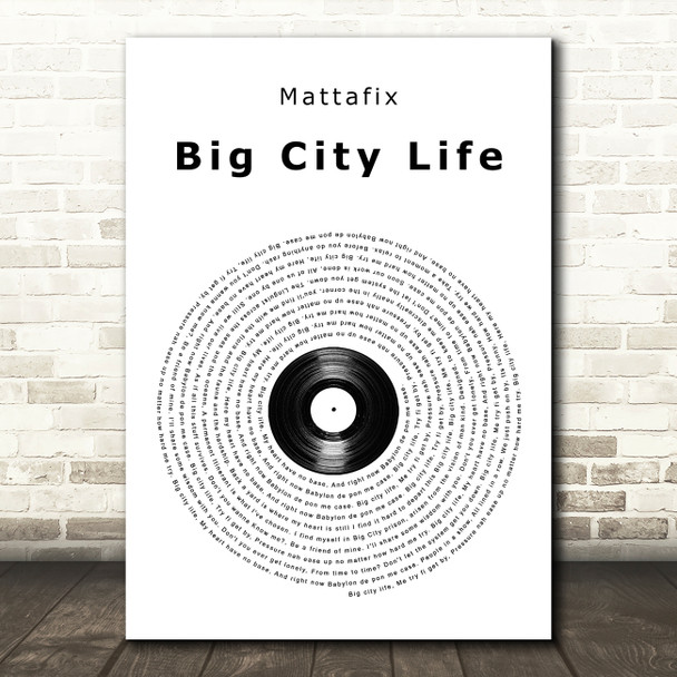 Mattafix Big City Life Vinyl Record Song Lyric Art Print