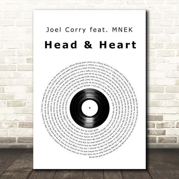 Joel Corry feat. MNEK Head & Heart Vinyl Record Song Lyric Art Print