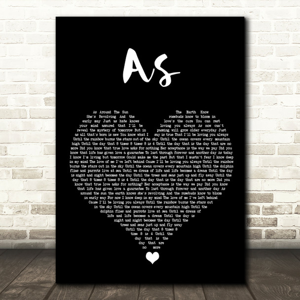 George Michael As Black Heart Song Lyric Wall Art Print