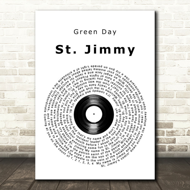 Green Day St. Jimmy Vinyl Record Song Lyric Art Print