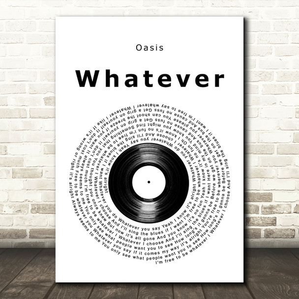 Oasis Whatever Vinyl Record Song Lyric Art Print