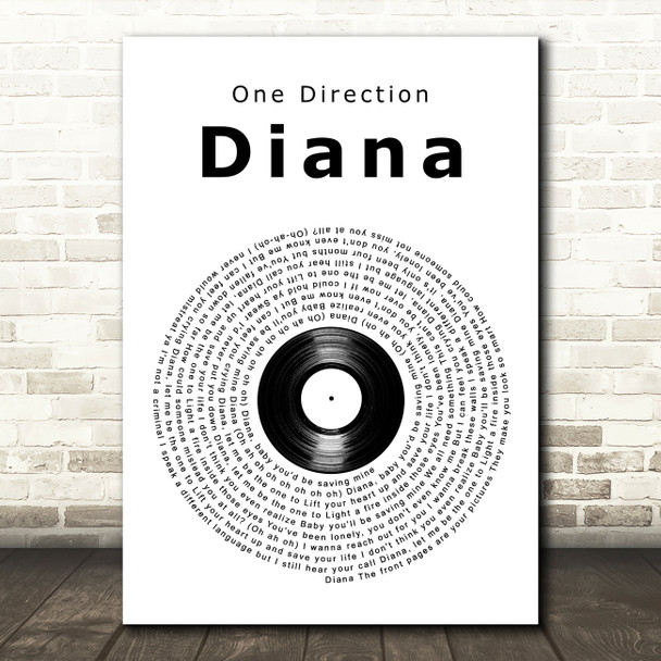 One Direction Diana Vinyl Record Song Lyric Art Print