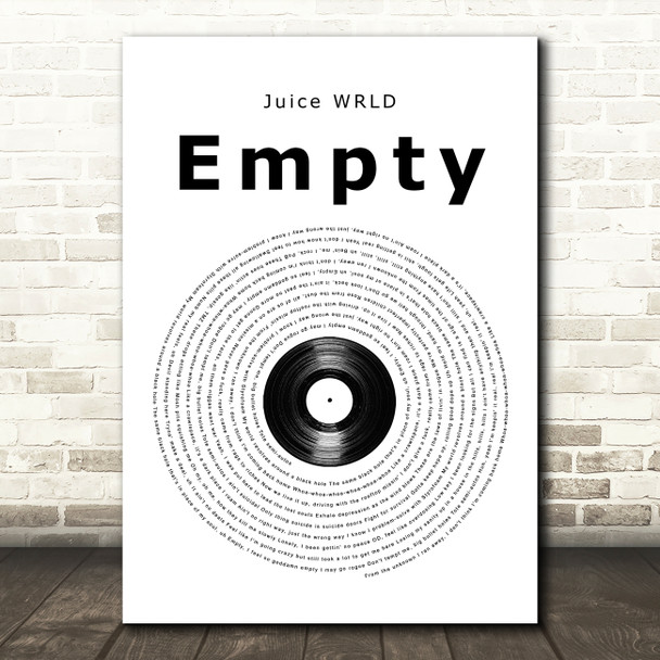 Juice WRLD Empty Vinyl Record Song Lyric Art Print