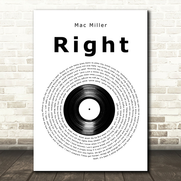 Mac Miller Right Vinyl Record Song Lyric Art Print
