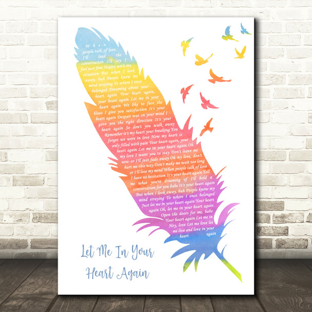 Queen Let Me In Your Heart Again Watercolour Feather & Birds Song Lyric Art Print
