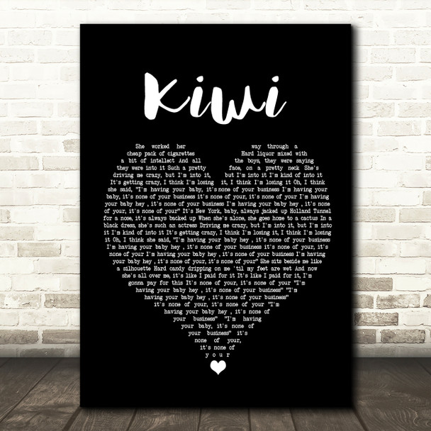 Harry Styles Kiwi Black Heart Song Lyric Wall Art Print