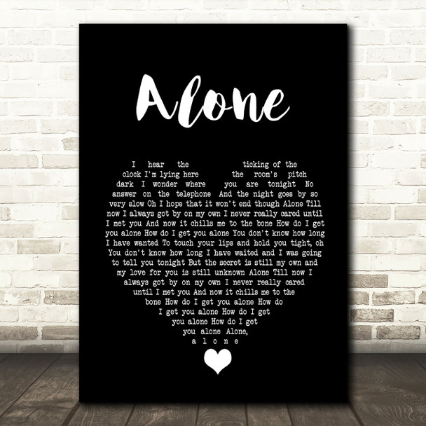 Heart Alone Black Heart Song Lyric Wall Art Print