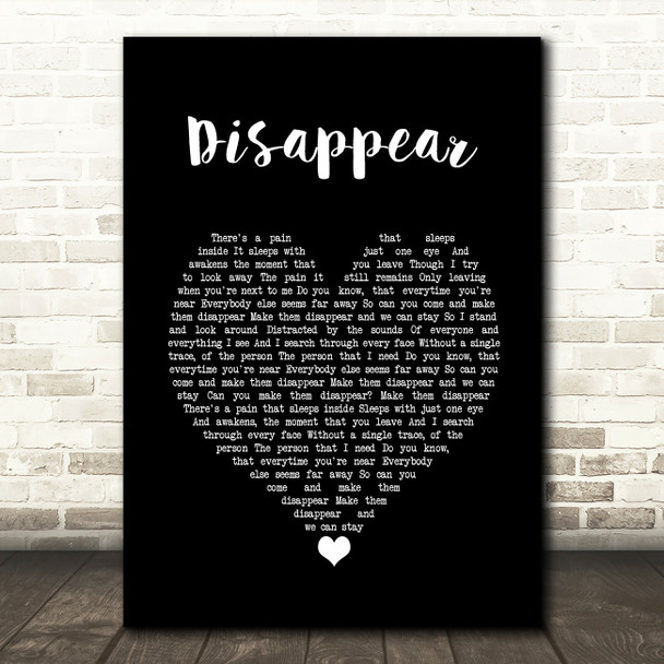Hoobastank Disappear Black Heart Song Lyric Wall Art Print