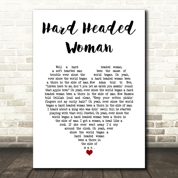 Elvis Presley Hard Headed Woman White Heart Song Lyric Art Print