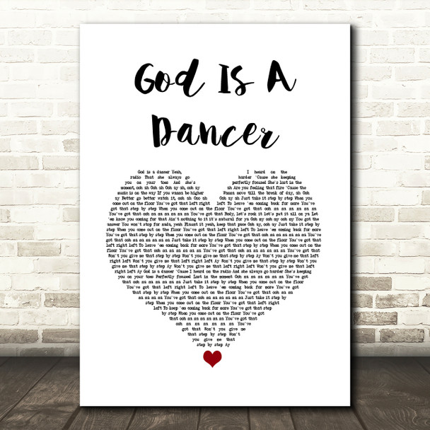 Tiesto & Mabel God Is A Dancer White Heart Song Lyric Art Print