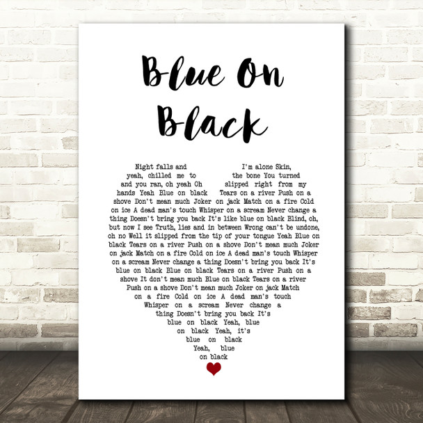 Five Finger Death Punch Blue On Black White Heart Song Lyric Art Print