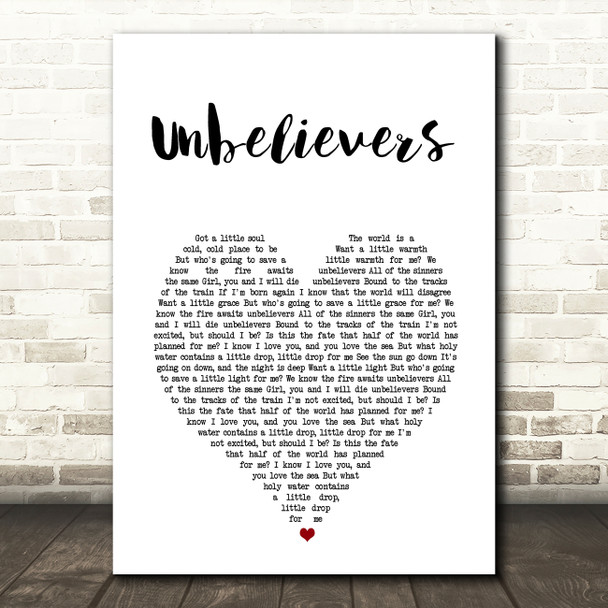 Vampire Weekend Unbelievers White Heart Song Lyric Art Print