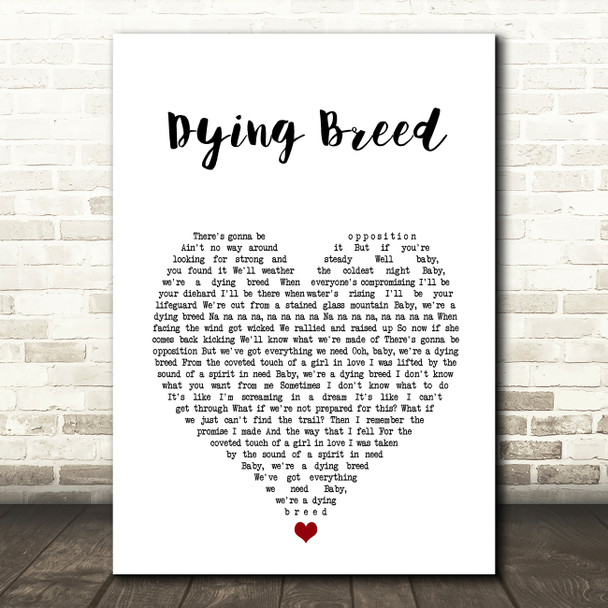The Killers Dying Breed White Heart Song Lyric Art Print