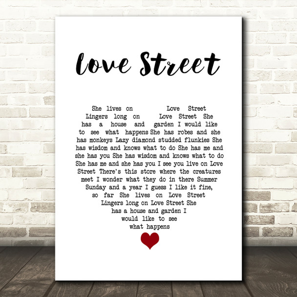 The Doors Love Street White Heart Song Lyric Art Print