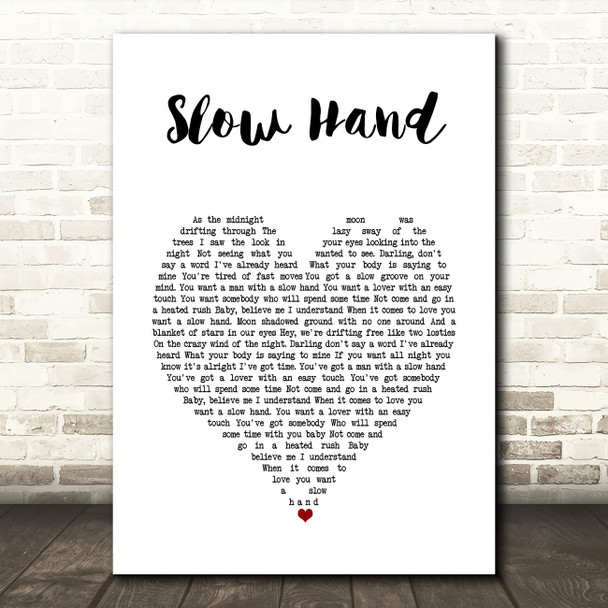 Conway Twitty Slow Hand White Heart Song Lyric Art Print