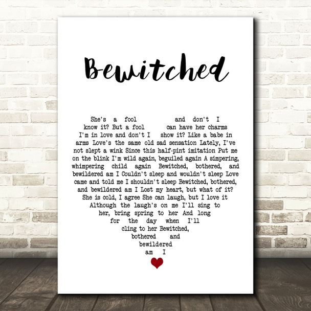Frank Sinatra Bewitched White Heart Song Lyric Art Print